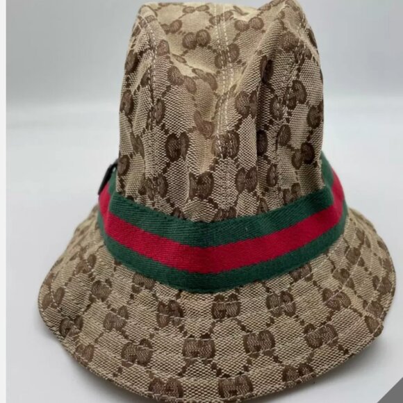 GUCCI GG Pattern Sherry Line Bucket Hat Size M but fits small only, Authentic - Picture 2 of 8